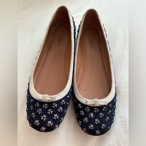Authentic ALAÏA Navy and Cream Embellished Flats